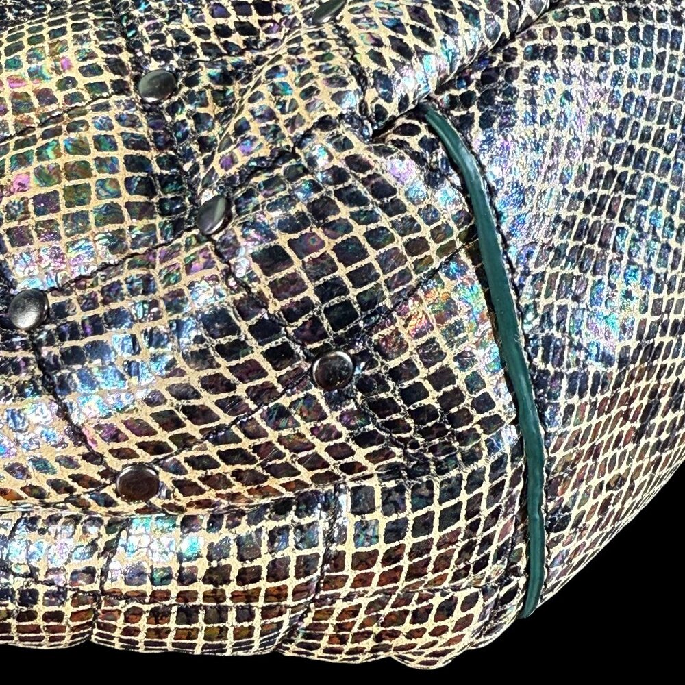 Sharif Metallic Python Embossed Leather Dome Conv… - image 9